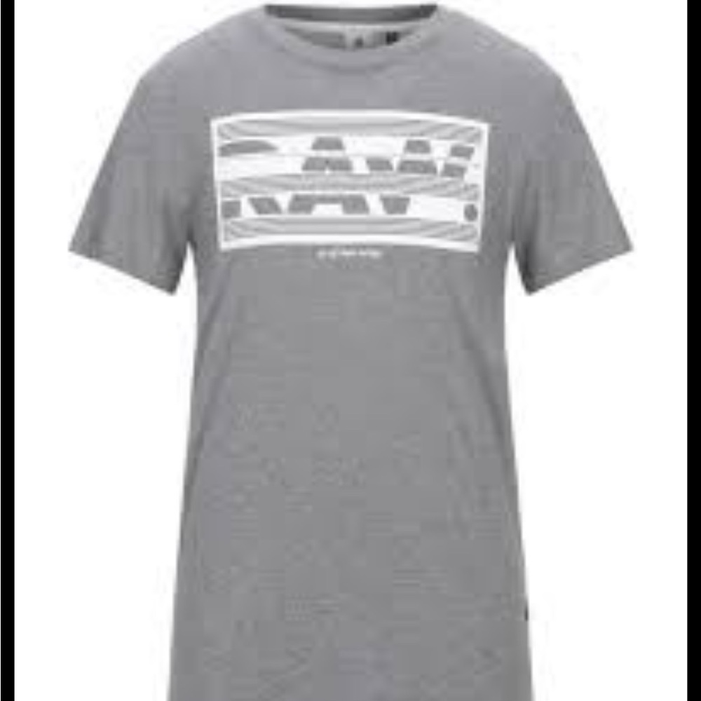 G-Star Raw T Shirt Mens Sz XL Gray White Slim Fit Logo Cotton Casual Boxed Raw